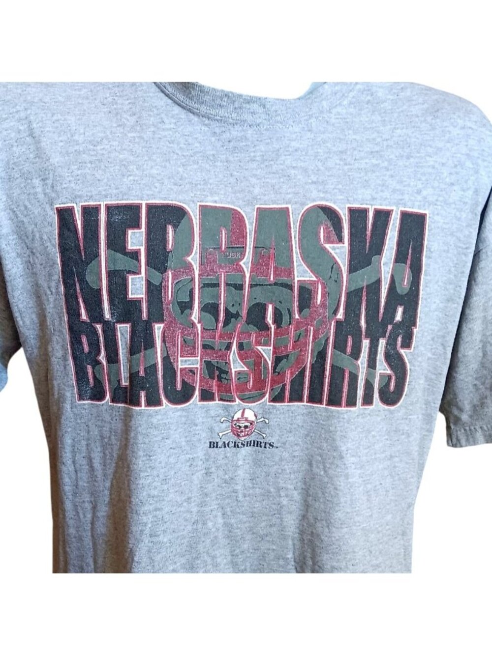 Nebraska Huskers Football Blackshirts Large T-shirt Gildan Heavy Cotton Gray Y2K